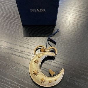 Prada Purse Bag Moon Keychain Charm Saffiano